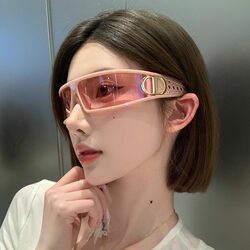 Korean-Style Pink Headband and Sunglasses Two-In-One for Women, 2025 New Model, High-End Fashion Sunglasses, Trendy Influencer Styling for Women