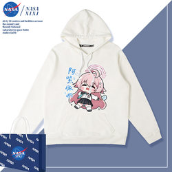 Nasa Blue Archive Collaboration Hoodie for Men, Autumn/Winter Edition, Hoshino Ayumu Anime Fleece-Lined Jacket, Trendy Hooded Coat
