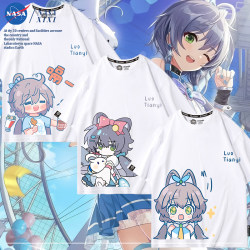 Nasa Luo Tianyi Vsinger Collaboration Short-Sleeve T-Shirt for Men, Summer Virtual Singer Anime Merchandise, Q-Version Clothing Trend