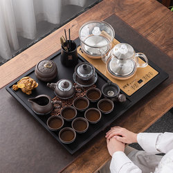Black Stone Kung Fu Tea Set for Home Use, Light Luxury Complete Set with Integrated Tea Tray, Automatic Kettle, Tea Table, and Tea Sea