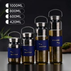 Large-Capacity High Borosilicate Glass Cup with Scale for Men and Women, Suitable for Home Use, Tea Brewing, Water Separation, Car Travel, and Portable Use