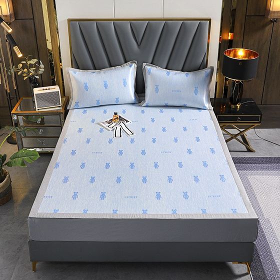 
Three-piece set of ice silk mats, washable Category A maternal and infant grade summer air-conditioned soft mats, 5D jacquard ice silk mats