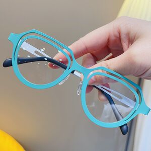 
Jiandan fashion ultra-light myopia glasses frame for men and women retro personality large frame big face titanium V frame anti-blue light flat light
