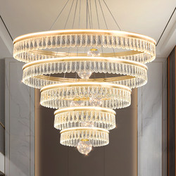 Living Room Chandelier 2024 New Model Italian Light Luxury Creative Circle High-End Villa Duplex Living Room Crystal Chandelier