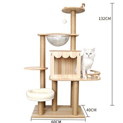 Cat Climbing Frame, Cat Tree, Integrated Large Cat House, Space-Saving for Small Apartments, Cat Toys, Double Space Capsule Cat Villa
