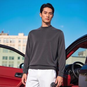 
Front needle and back thread 100% pure cashmere men's cashmere sweater half turtleneck machine washable autumn and winter warm thick men's inner wear