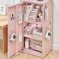 Dopamine Desk-Side Metal Drawer-Type Storage Cabinet Locker Student Bookshelf Stationery Password Lock Iron Cabinet