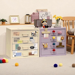 Desktop Drawer-Type Storage Cabinet Dopamine Entryway Storage Cabinet Iron Art Tabletop Jewelry Cosmetics Tin Storage Box