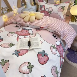 College student dormitory bedding washed cotton dormitory sheets E-person three-piece quilt cover 3 quilt quilt set six