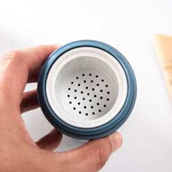 Jingdezhen Jade Porcelain Thermos Cup with Ceramic Inner Liner, Large Capacity, Tea-Water Separation, Portable Car-Mounted Tea Brewing Cup