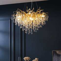 Restaurant light French luxury new style main lamp crystal lamp water drop branches living room dining room luxury villa crystal chandelier