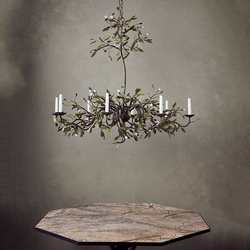 American light luxury all-copper branch chandelier, glass floral retro living room and restaurant lighting, artistic lighting
