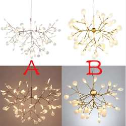 Personalized art leaf postmodern firefly chandelier living room lamp dining room lamp Nordic creative branch chandelier