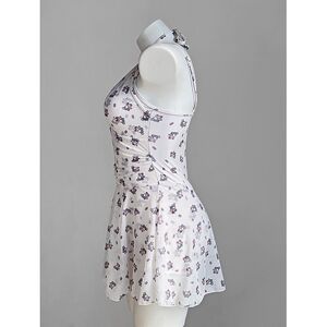 
New sweet girly printed i-print one-piece swimsuit for women, halter neck, belly-covering, slimming, high-waisted skirt style, pure lust style, hot spring bathing