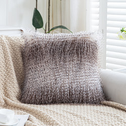 Nordic Ins-Style Long Plush Gradient Cute Sofa Cushion for Living Room and Guesthouse, Light Luxury High-End Decorative Lumbar Pillow