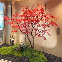 Artificial Red Maple Tree, Large Decorative Maple Leaf Landscaping, Window Display, Floor-Standing Zen-Style Indoor and Outdoor Fake Tree, Chicken Claw Maple