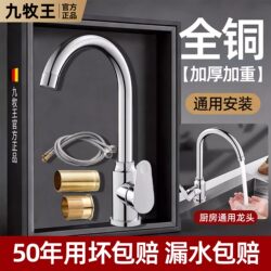 Kitchen Faucet with Hot and Cold Water, Dual-Purpose for Home Use, Suitable for Sink and Dishwashing, All-Copper Single Cold Splash-Proof Sink Faucet