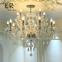 Feiduo French-Style Crystal Chandelier, Vintage Living Room Lamp, High-End Villa Lighting, Light Luxury Dining Room and Bedroom Lighting Fixtures