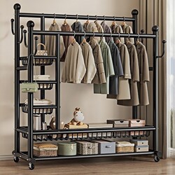 Floor-Standing Clothes Rack for Bedroom, Home, Room, Balcony, Thickened and Reinforced Clothes Drying Rack, Indoor Coat Rack for Dormitory
