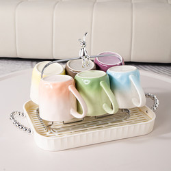 Gradient Mug, Simple Cream Style Breakfast Cup, High-Value Ceramic Cup Set, Household Drinking Cup, Couple Cup