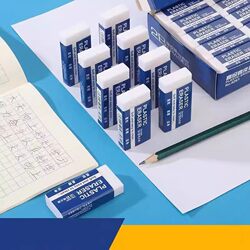 White and Blue Eraser Set for Students and Office Stationery Cleaning Tools