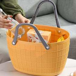 Portable Shopping Basket, Bath Basket, Plastic Large Supermarket Shopping Basket, Storage Basket, Picnic Supplies
