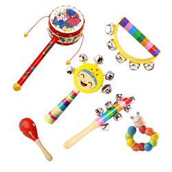 Newborn Baby Wooden Rattle Toy for Auditory and Visual Tracking, Grasping Training, Hand-Cranked Rattle, Wooden Toy for Babies 0-6 Months and 1 Year Old