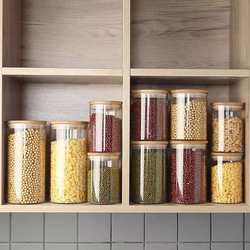 Kitchen glass sealed jar with lid sealed box large capacity grain storage box bean storage box glass bottle