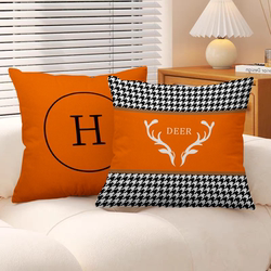 Nordic Orange Sofa Throw Pillow, Living Room Headboard Cushion, Car-Use High-End Luxury Backrest Pillowcase Without Insert