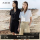 Amii2025 summer new style suit collar letter chain embroidered white shirt women's design niche short-sleeved top
