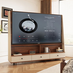 Solid Wood Tv Cabinet for Living Room, Small Apartment, Storage Drawer, Mobile Universal Wheel, Floor-Standing Rotating Tv Stand