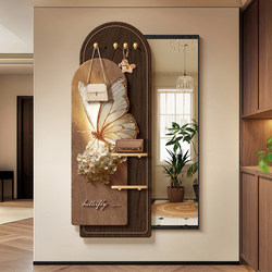 Vintage-Style Entrance Mirror Decorative Painting Butterfly Pegboard Hidden Sliding Fitting Mirror Full-Length Mirror