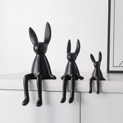 Nordic Style Matte Ceramic Long-Eared Rabbit Ornament for Living Room, Wine Cabinet, Entryway, Crafts, Home Simple Decoration