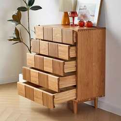 Nordic solid wood cherry wood chest of drawers modern simple black walnut mosaic storage cabinet bedroom bedside cabinet