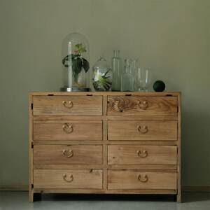 
Solid wood chest of drawers storage cabinet bedroom log furniture retro door panel elm eight-drawer chest complete side cabinet