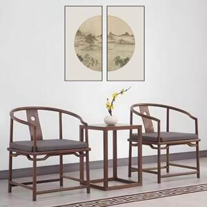 
New Chinese Zen Zen armchair Taishi armchair solid wood Chinese style chair official hat chair Ming style furniture three-piece set elm