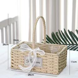 Imitation Rattan Holiday Gift Basket, Household Fruit Basket, Hand-Woven Storage Basket, Postpartum Egg Basket, Portable Flower Basket, Picnic Basket