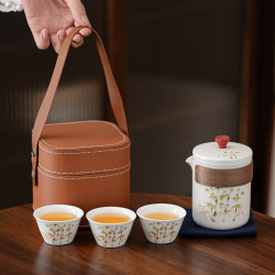 Portable Travel Tea Set, Light Luxury and High-End, Suitable for Outdoor Camping, Includes Carrying Bag, Single-Person Tea Brewing Pot and Teacups