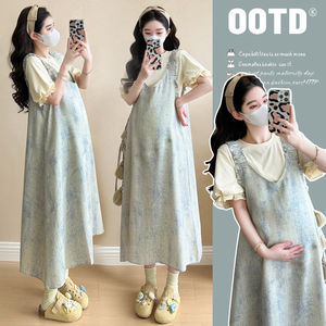 
2026 new summer maternity wear suit loose and slim floral short-sleeved top T-shirt pregnancy dress qyg