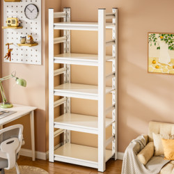Steel Bookshelf Integrated Against the Wall, Children's Home Bookcase, Simple Floor-Standing Storage Rack, Living Room Storage Cabinet, Storage Shelf