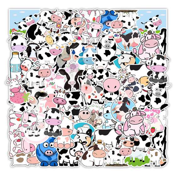
50 cute cow graffiti stickers skateboard dead fly refrigerator computer notebook decoration stickers