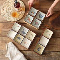 Ceramic Square Plate, Chinese Hot Pot Restaurant, Teahouse, Nine-Compartment Plate, Snack Plate, Tea Refreshment Plate, Dried Fruit Snack Plate, Divided Plate