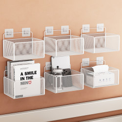 Wall-Mounted Storage Rack, Hanging Basket, Dormitory Essentials, Bedside Shelf, No-Drill Installation