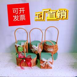 Handmade Flower Basket, Imitation Rattan Flower Arrangement Basket, Blue Floral Art, Handmade Rattan Woven Basket with Floral Foam, Woven Basket, Straw Woven Basket