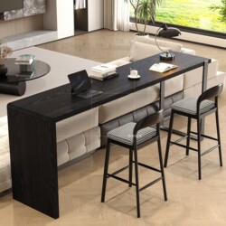 Living Room Sofa Back Bar Table, Black Long Table, Small Apartment Wall-Mounted Partition, Solid Wood Island Table, Dining Bar Coffee Table