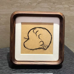Baby Hair Keepsake Photo Frame Black Walnut Solid Wood Mini Display Stand for Baby's First Hair and LAOSHU Photos