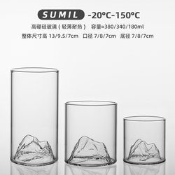 Sumi Creative Mountain-View Glass Cup, High Borosilicate Heat-Resistant Household High-Value Drinking Cup, Coffee, Tea, and Wine Cup, High-End