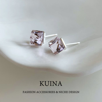 
Purple crystal earrings for women simple light luxury high-end
