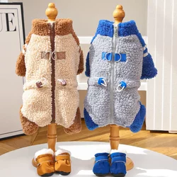 Autumn and Winter Thickened Lamb Wool Four-Legged Clothing with Zipper for Dogs and Cats, Pet Clothes, Dog Supplies, Puppy Clothes, Teddy