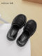 Xiyu thick-soled loafers women's 2025 spring new round toe black single shoes British style leather shoes